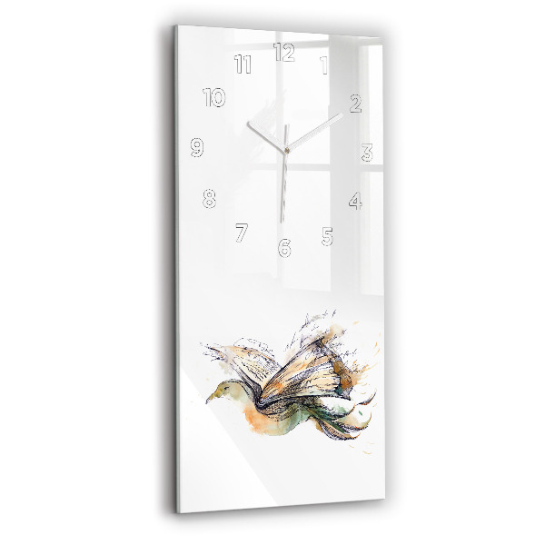 Horloge rectangulaire verticale 'L''oiseau et le livre'