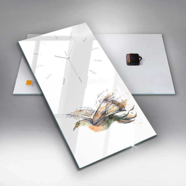 Horloge rectangulaire verticale 'L''oiseau et le livre'