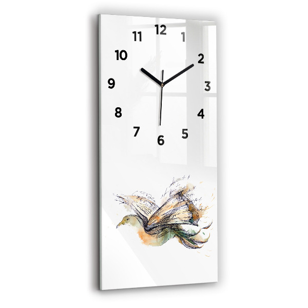 Horloge rectangulaire verticale 'L''oiseau et le livre'