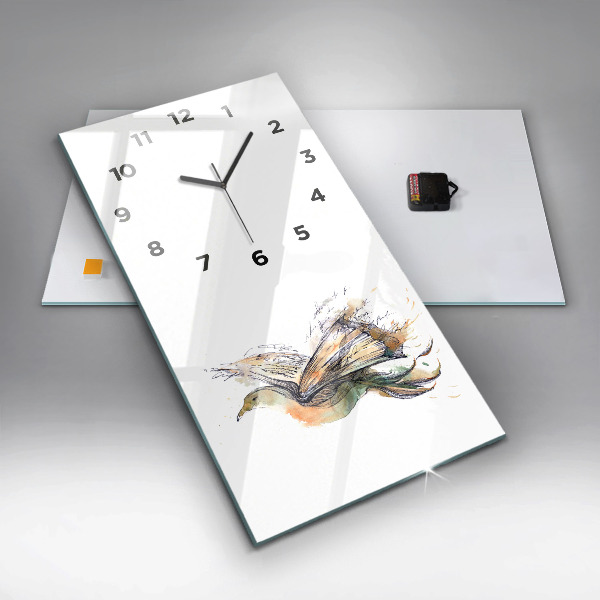 Horloge rectangulaire verticale 'L''oiseau et le livre'