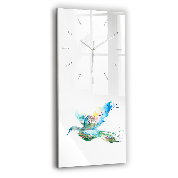 Horloge rectangulaire verticale 'Abstraction d''oiseau et de printemps'