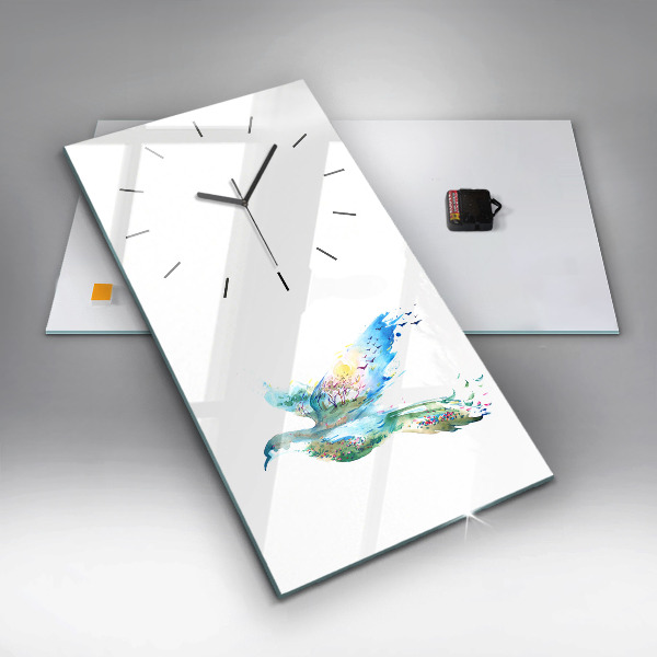Horloge rectangulaire verticale 'Abstraction d''oiseau et de printemps'