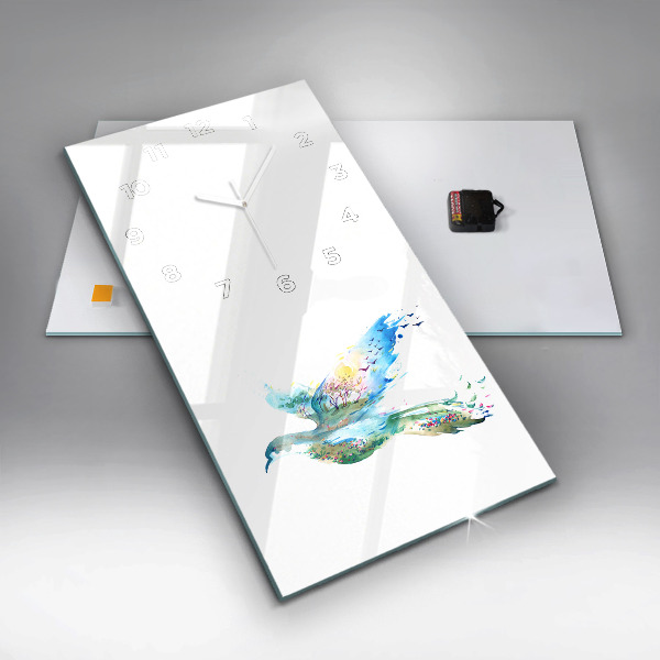 Horloge rectangulaire verticale 'Abstraction d''oiseau et de printemps'