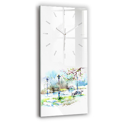Horloge rectangulaire verticale Printemps pittoresque
