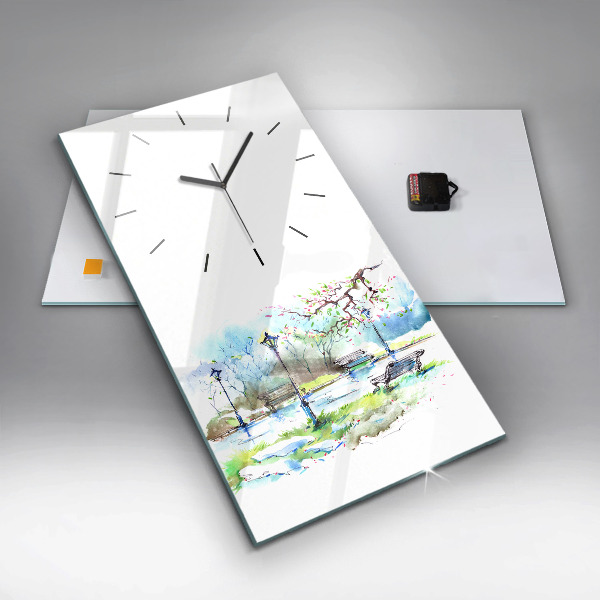 Horloge rectangulaire verticale Printemps pittoresque