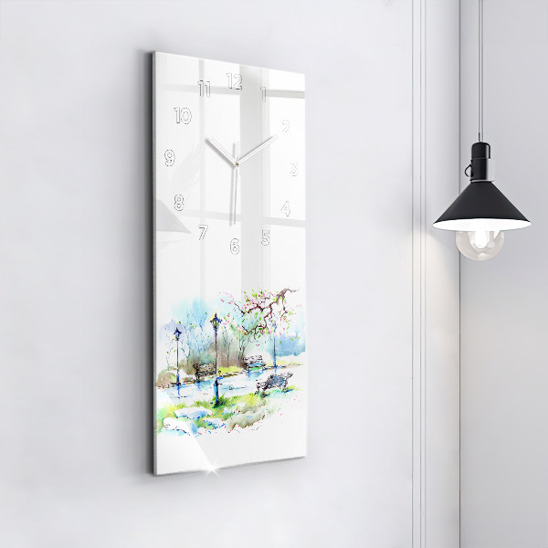 Horloge rectangulaire verticale Printemps pittoresque