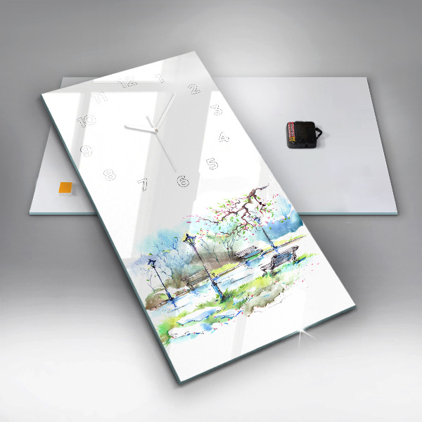 Horloge rectangulaire verticale Printemps pittoresque