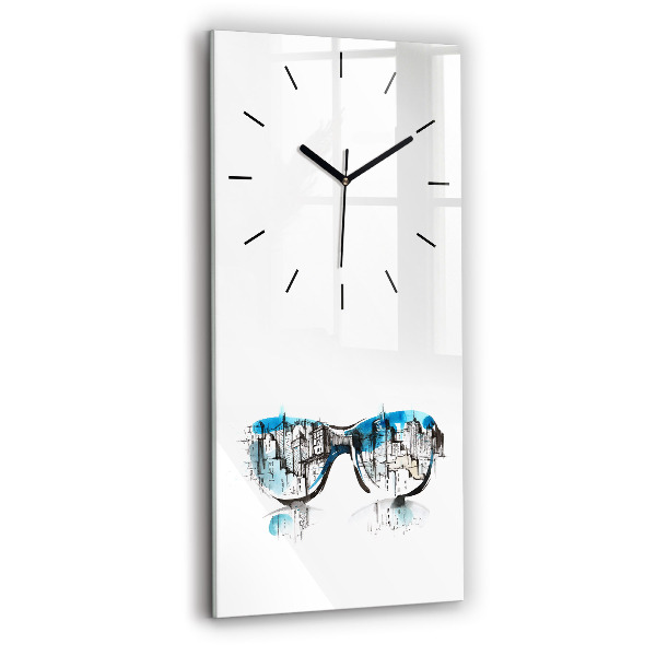 Horloge rectangulaire verticale Ville à lunettes