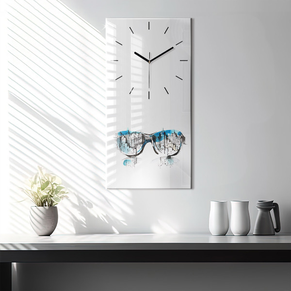 Horloge rectangulaire verticale Ville à lunettes