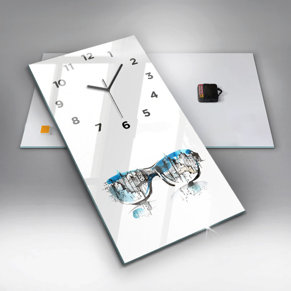 Horloge rectangulaire verticale Ville à lunettes