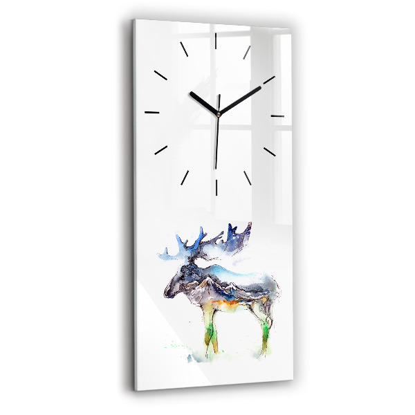 Horloge rectangulaire verticale 'Paysage d''élans et de montagnes'