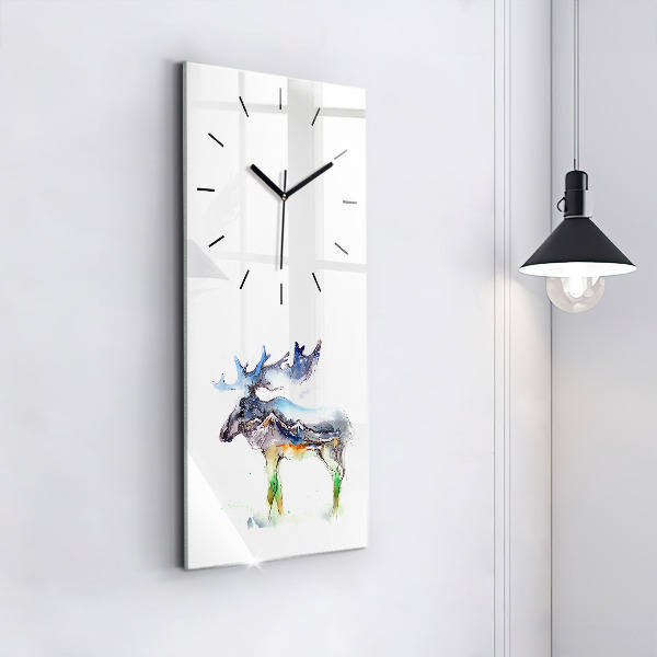 Horloge rectangulaire verticale 'Paysage d''élans et de montagnes'