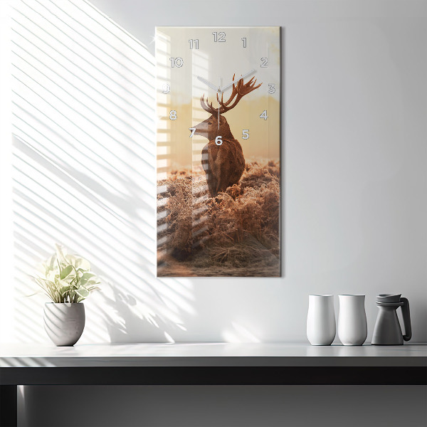 Horloge rectangulaire verticale Cerf au lever du soleil