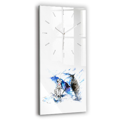 Horloge rectangulaire verticale Dalmatien et parapluie