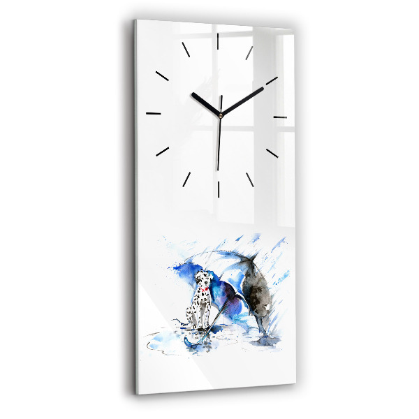 Horloge rectangulaire verticale Dalmatien et parapluie