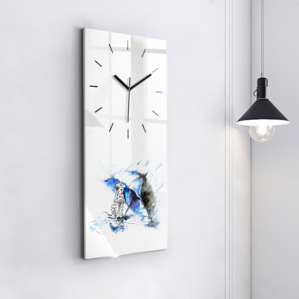 Horloge rectangulaire verticale Dalmatien et parapluie