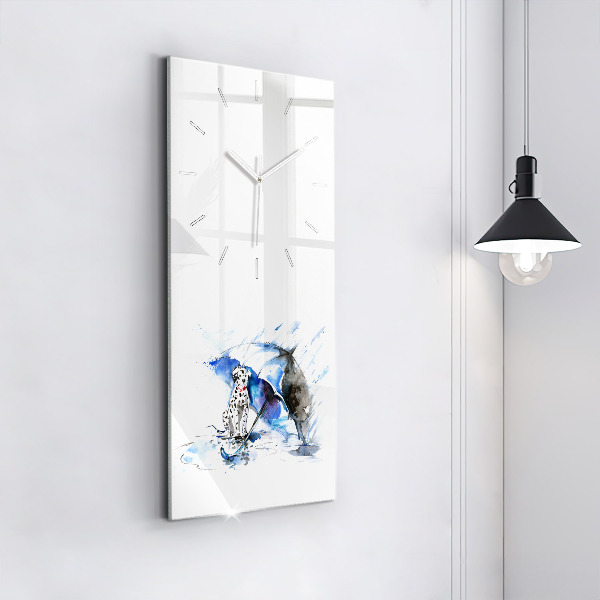 Horloge rectangulaire verticale Dalmatien et parapluie