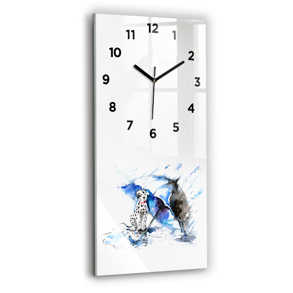 Horloge rectangulaire verticale Dalmatien et parapluie