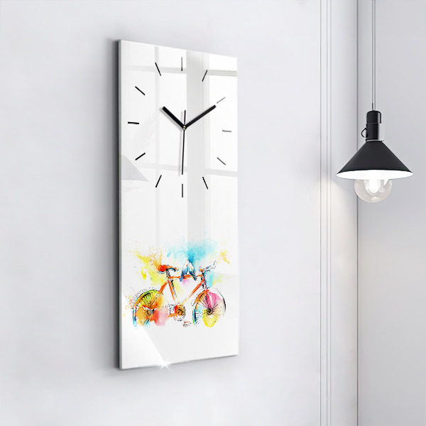 Horloge rectangulaire verticale Vélo peint