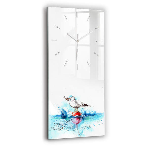 Horloge rectangulaire verticale Mouette peinte