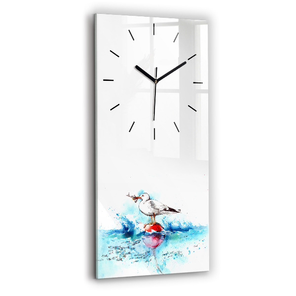 Horloge rectangulaire verticale Mouette peinte