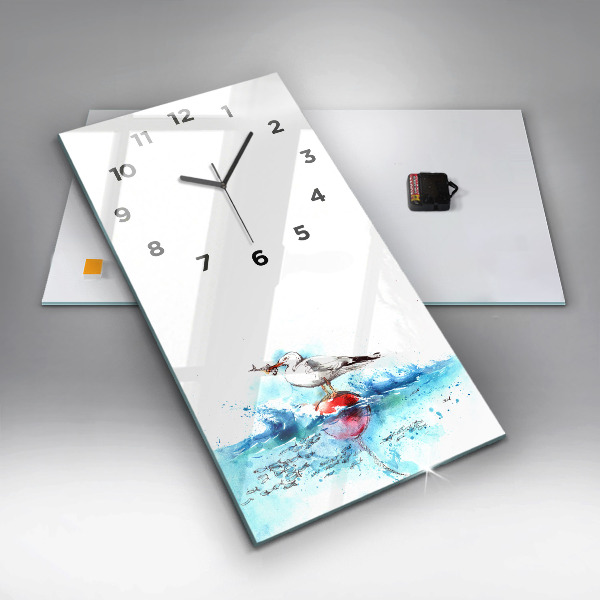 Horloge rectangulaire verticale Mouette peinte