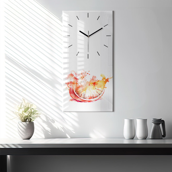 Horloge rectangulaire verticale Peint en orange