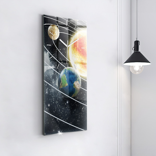 Horloge rectangulaire verticale Le système solaire
