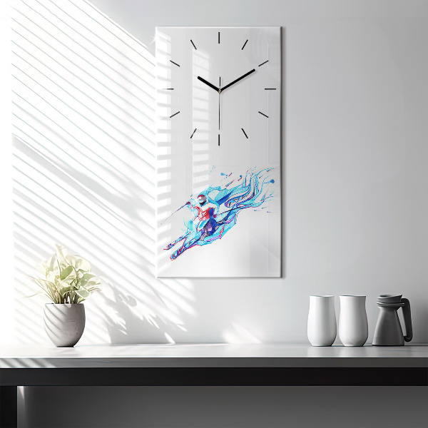 Horloge rectangulaire verticale Skieur