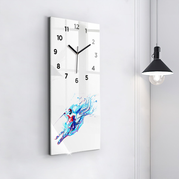Horloge rectangulaire verticale Skieur