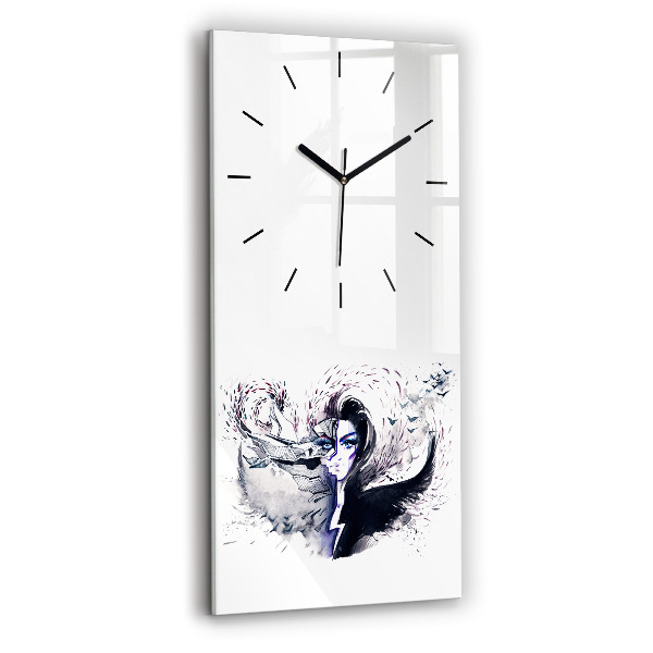Horloge rectangulaire verticale 'Illustration d''une femme'