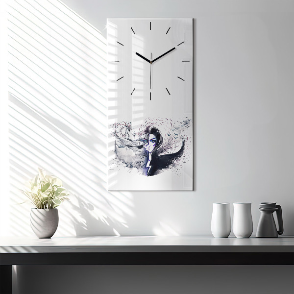 Horloge rectangulaire verticale 'Illustration d''une femme'