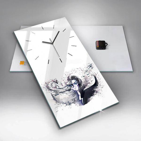 Horloge rectangulaire verticale 'Illustration d''une femme'