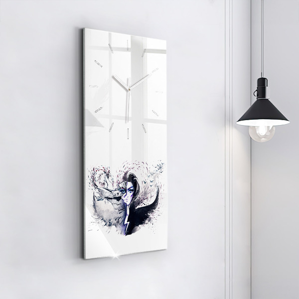 Horloge rectangulaire verticale 'Illustration d''une femme'