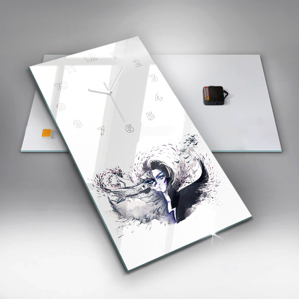 Horloge rectangulaire verticale 'Illustration d''une femme'