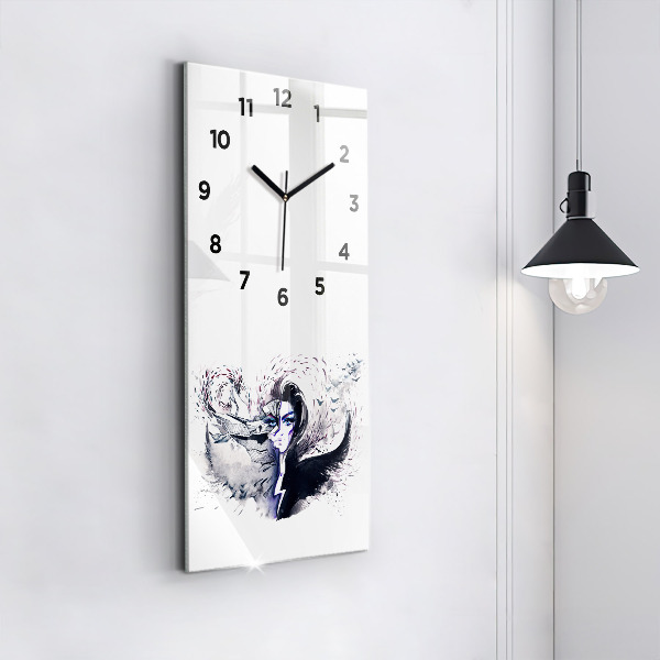 Horloge rectangulaire verticale 'Illustration d''une femme'