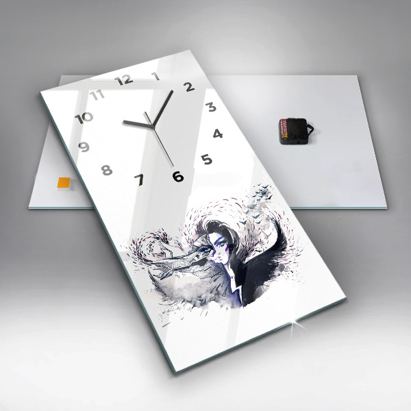 Horloge rectangulaire verticale 'Illustration d''une femme'