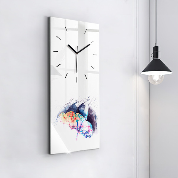 Horloge rectangulaire verticale Parapluie et ville