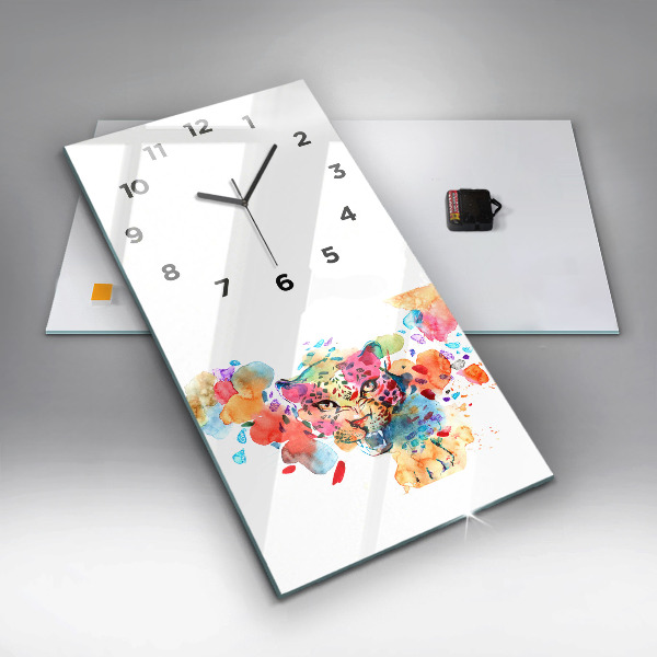 Horloge rectangulaire verticale Chat sauvage abstrait