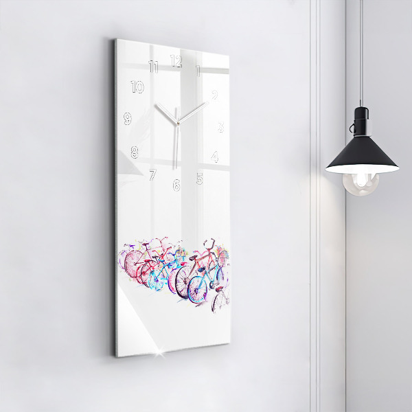 Horloge rectangulaire verticale Vélos de ville colorés