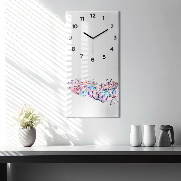 Horloge rectangulaire verticale Vélos de ville colorés