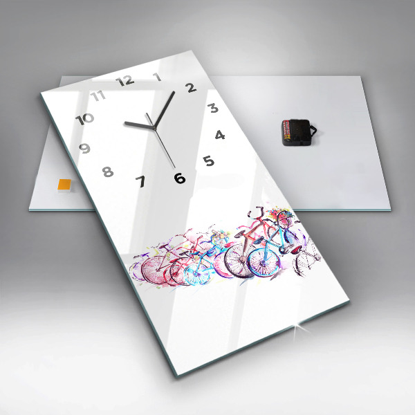 Horloge rectangulaire verticale Vélos de ville colorés