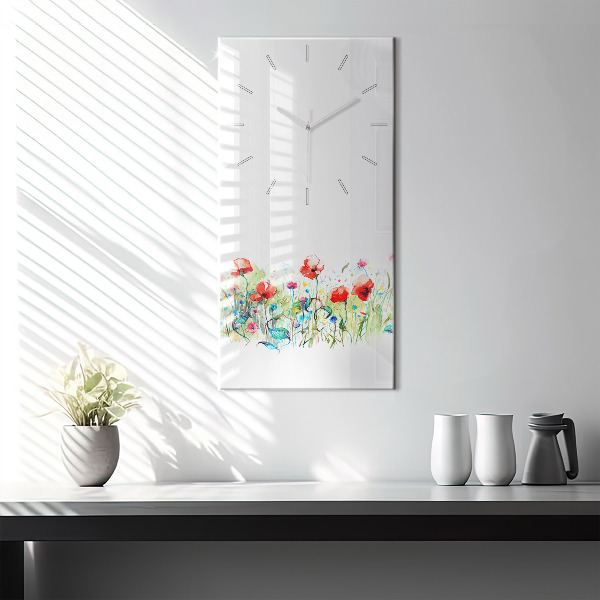 Horloge rectangulaire verticale Fleurs dans le pré