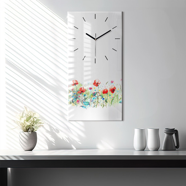 Horloge rectangulaire verticale Fleurs dans le pré