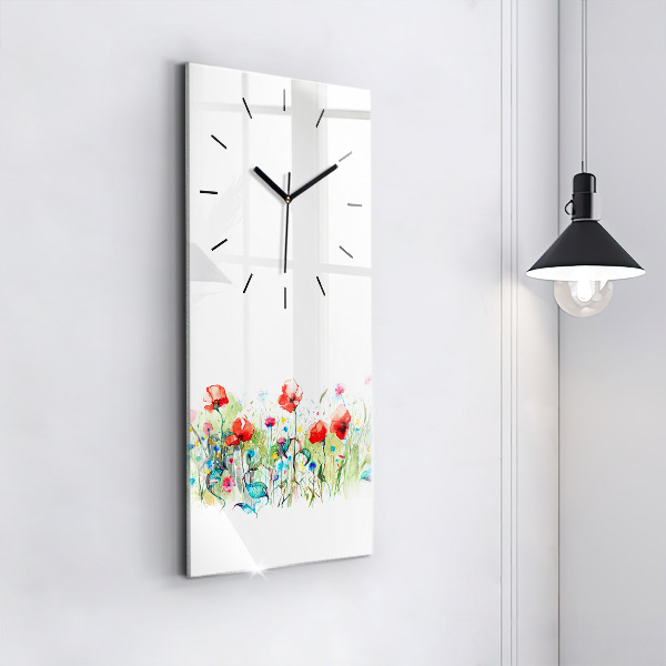 Horloge rectangulaire verticale Fleurs dans le pré