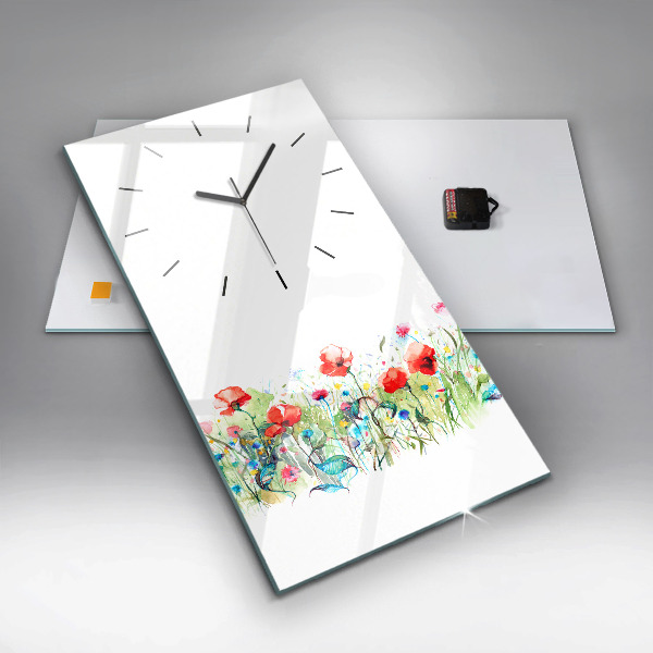 Horloge rectangulaire verticale Fleurs dans le pré