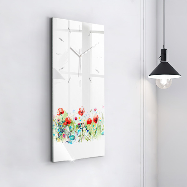 Horloge rectangulaire verticale Fleurs dans le pré