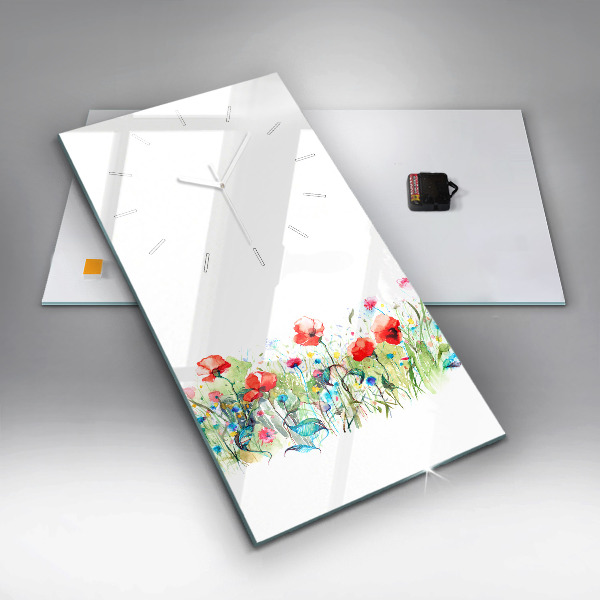Horloge rectangulaire verticale Fleurs dans le pré