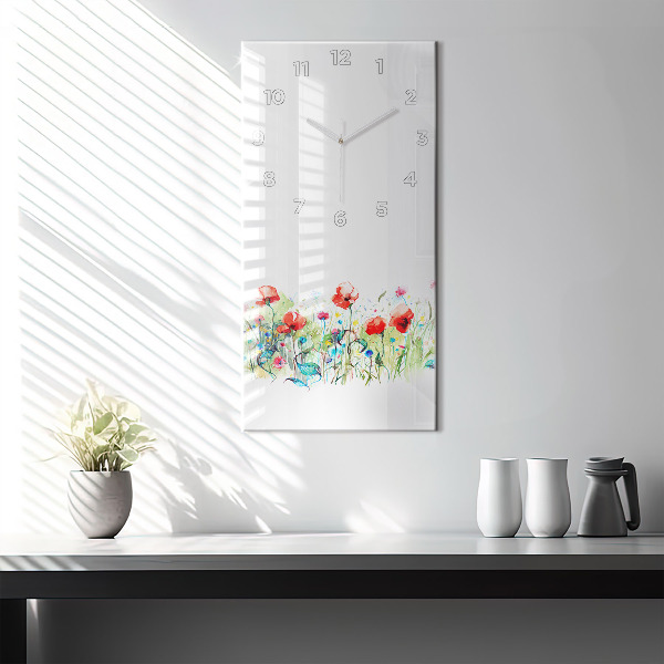 Horloge rectangulaire verticale Fleurs dans le pré