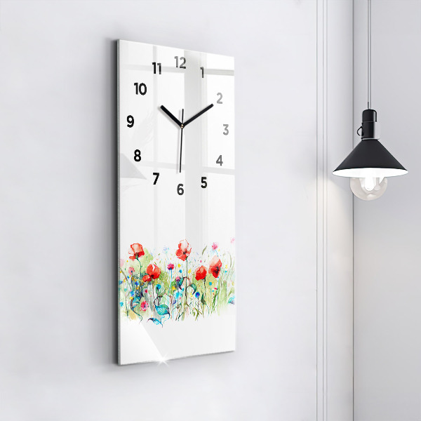 Horloge rectangulaire verticale Fleurs dans le pré